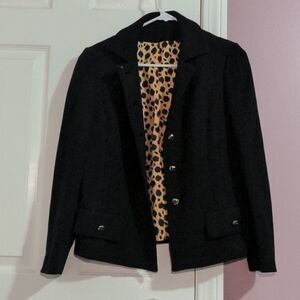 Trendy Leopard print lined blazer coat small